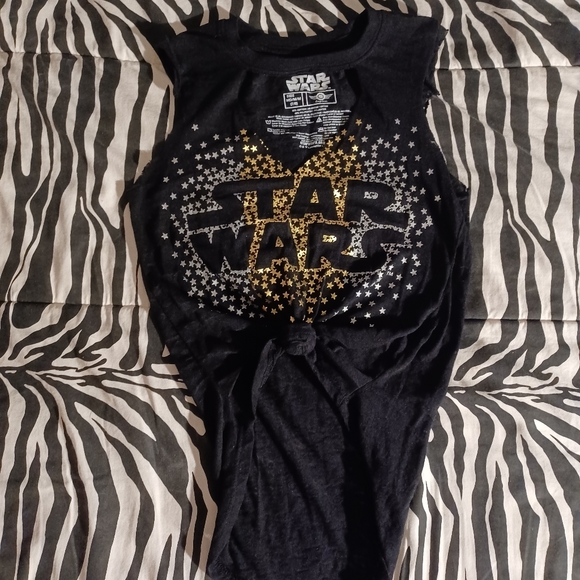 Star Wars Tops - Star Wars black gold knot tie crop top